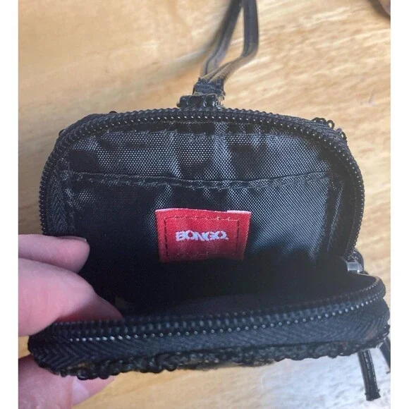 Bongo wristlet Black Sequins Party Nightclub Wallet Purse Festival Concert - Picture 2 of 5